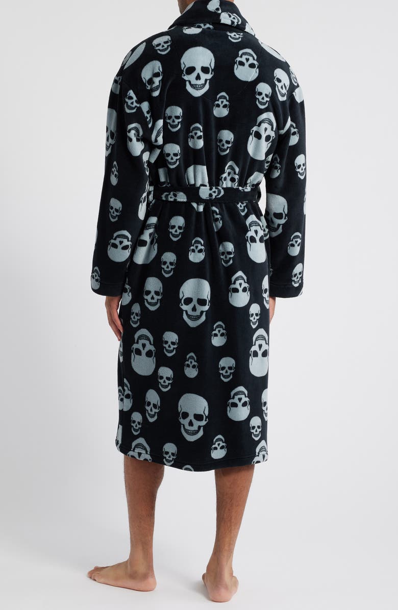 Majestic International High Note Skull Print Plush Shawl Robe, Alternate, color, Skull