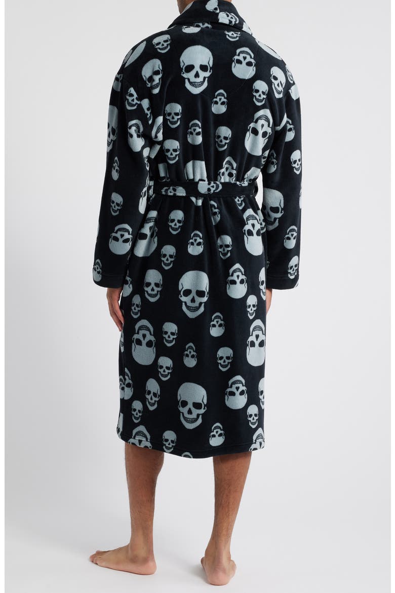 Skull Robe Majestic International High Note Skull Print Plush Shawl Robe (Men ...