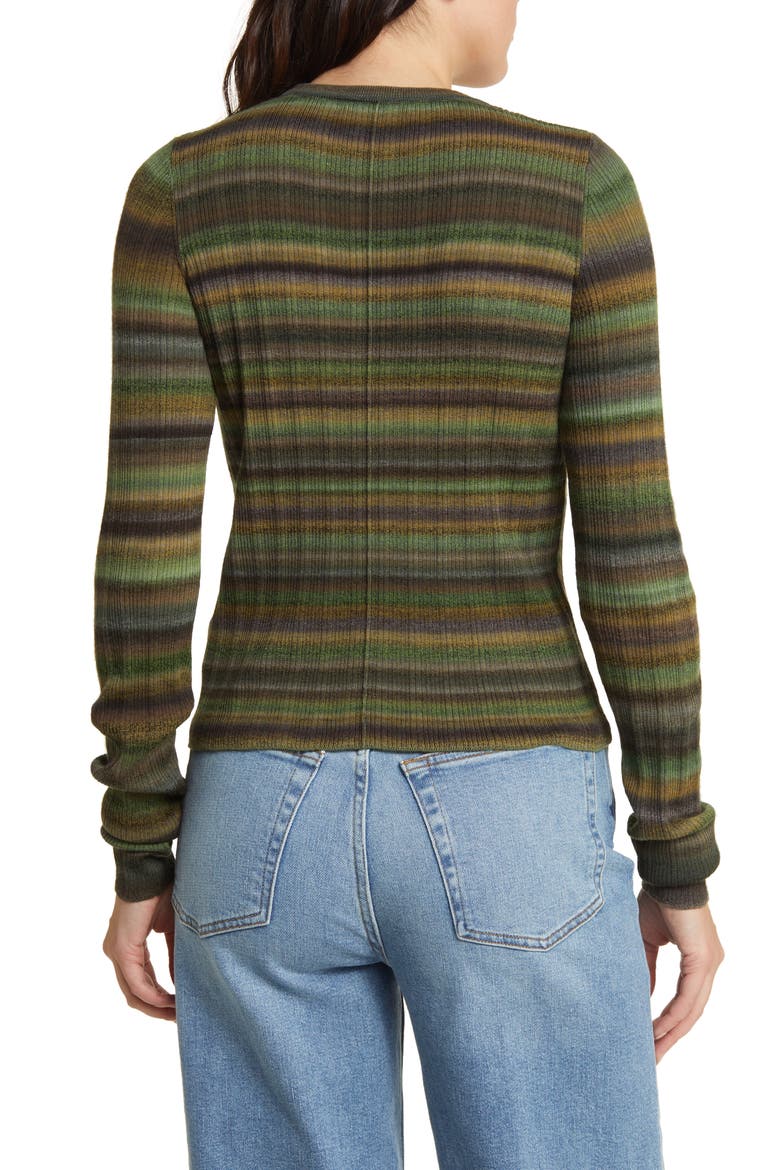 Space Dye Stripe Rib Wool Sweater, Alternate, color, GREEN SPACE DYE