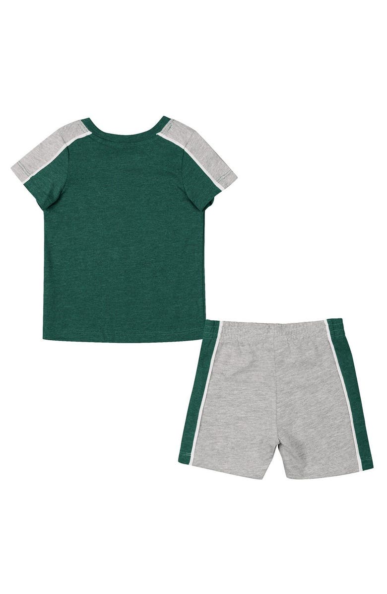 COLOSSEUM Infant Colosseum Green/Heather Gray Michigan State Spartans Norman T-Shirt & Shorts Set, Alternate, color, 