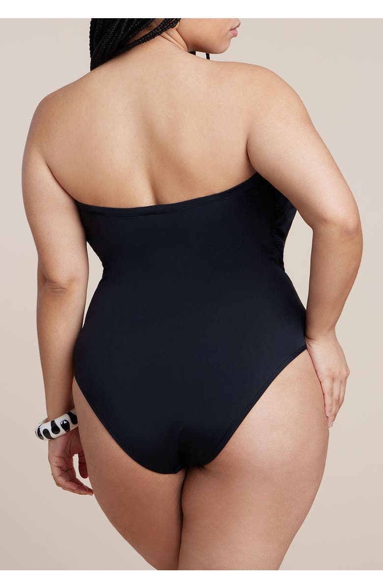 ELOQUII Crossover Strapless One Piece, Alternate, color, Black Onyx
