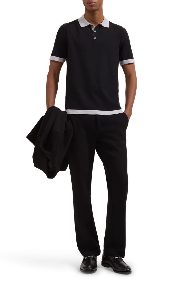 Bugatchi Cotton Blend Polo Sweater, Alternate, color, Black