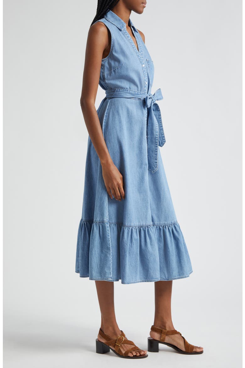 Edwina Sleeveless Cotton Denim Midi Shirtdress, Alternate, color, ICEBERG