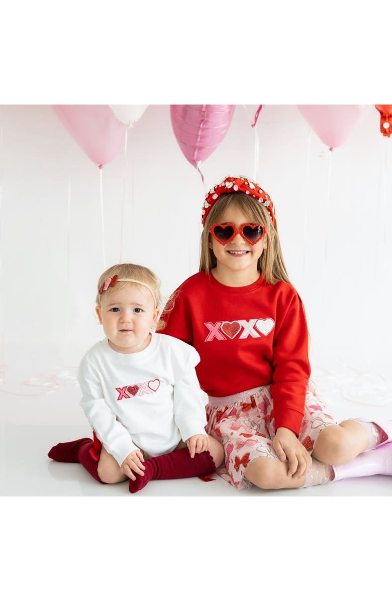 Sweet Wink Love Sequin Patch Valentine's Day Long Sleeve Romper, Alternate, color, 