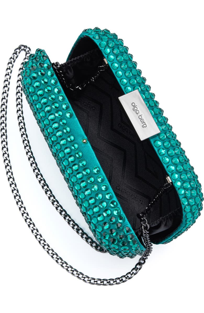 Olga Berg Caydence Hot Fix Crystal Clutch, Alternate, color, Emerald