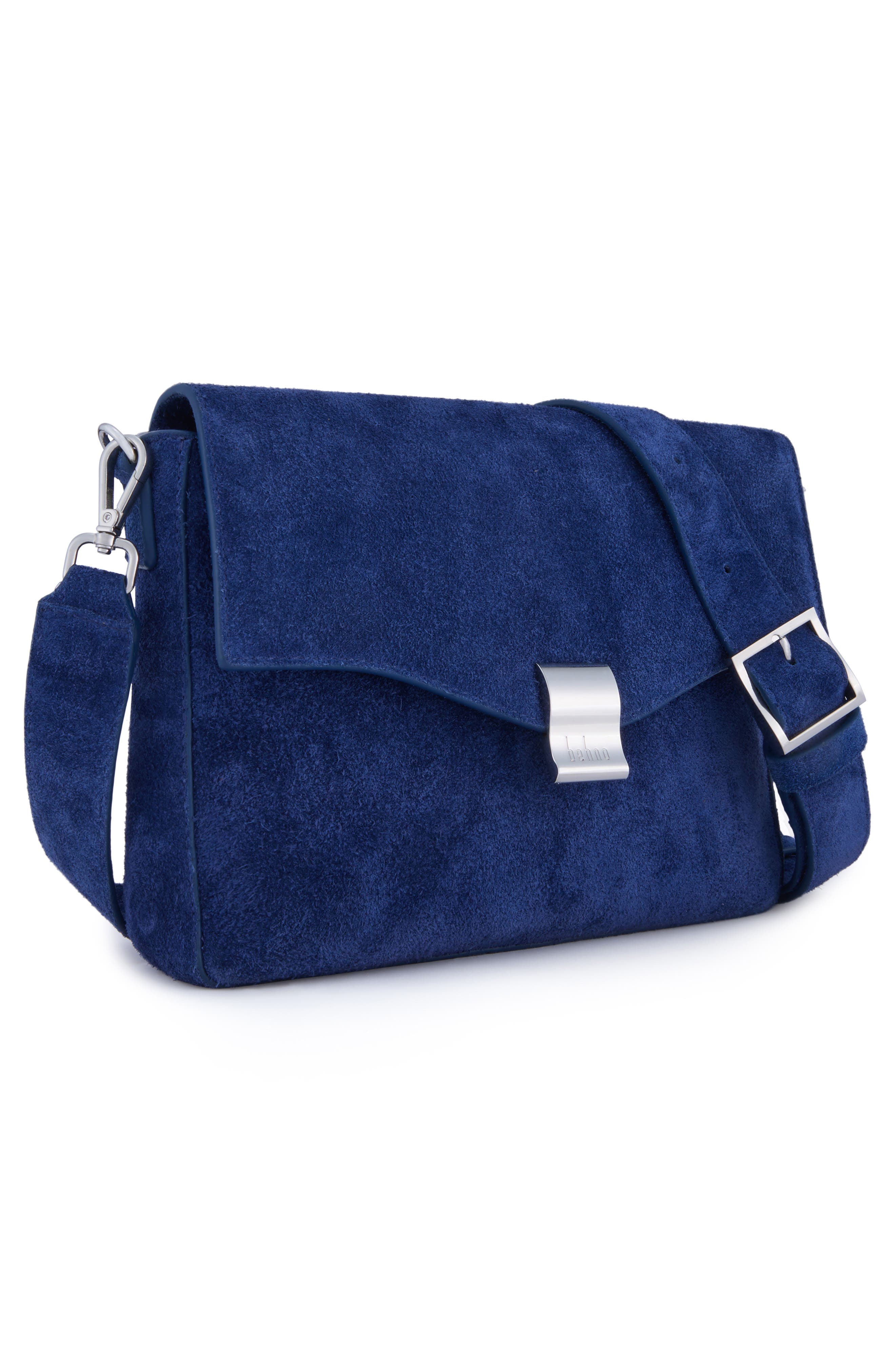 Slouchy Suede Flap Crossbody Bag, Alternate, color, WATER