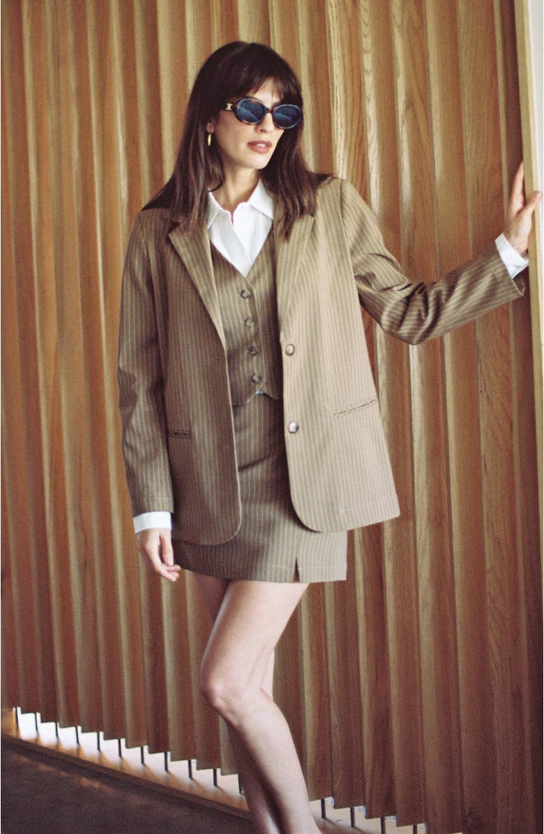 Whimsy + Row Parker Blazer, Alternate, color, Tan Stripe