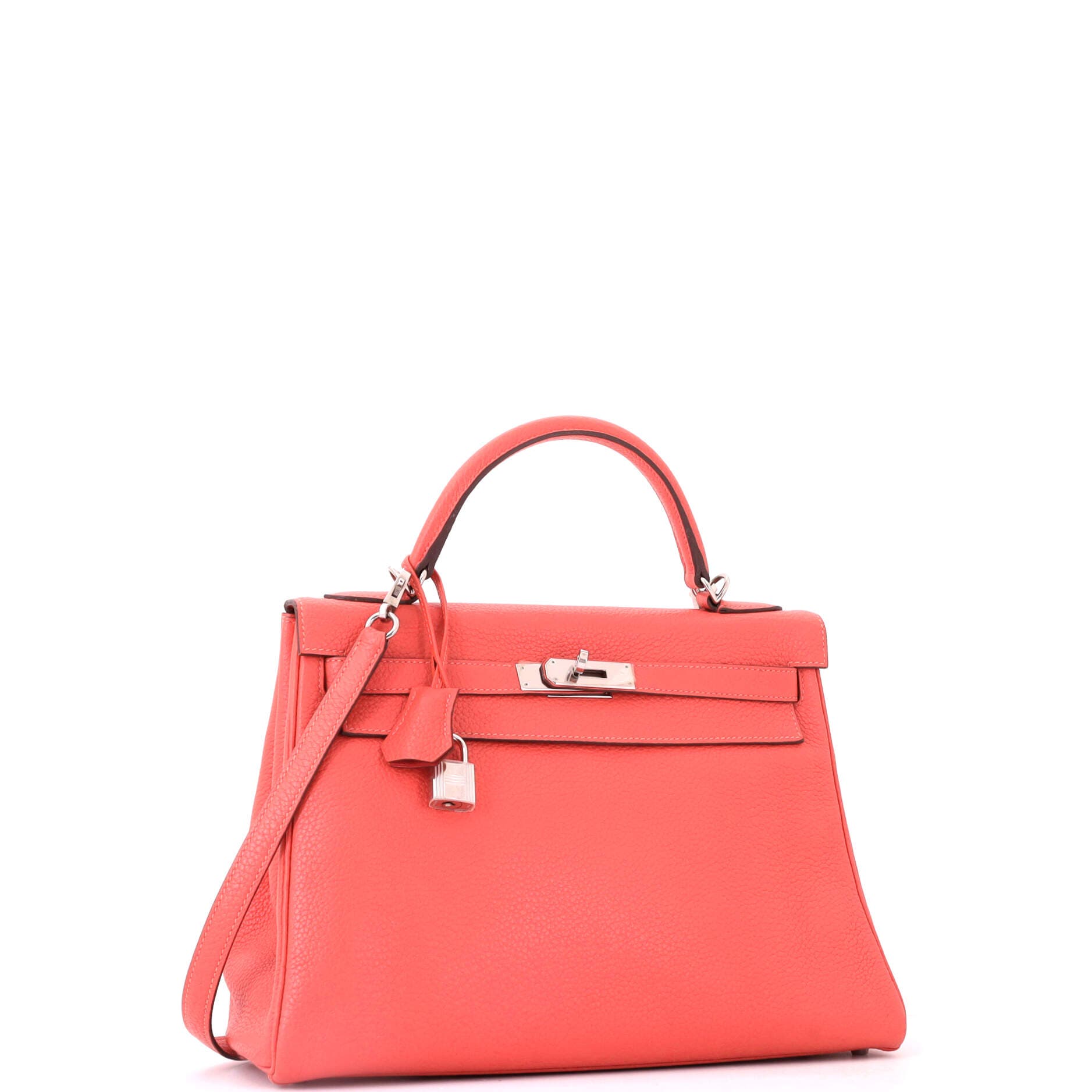 Kelly Handbag Red Clemence with Palladium Hardware 32, Alternate, color, Red
