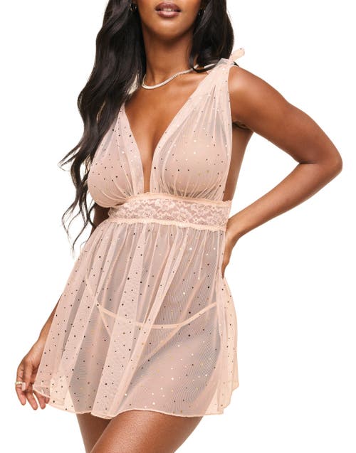 Adore Me Novah Babydoll & G-string Set Lingerie In Light Beige