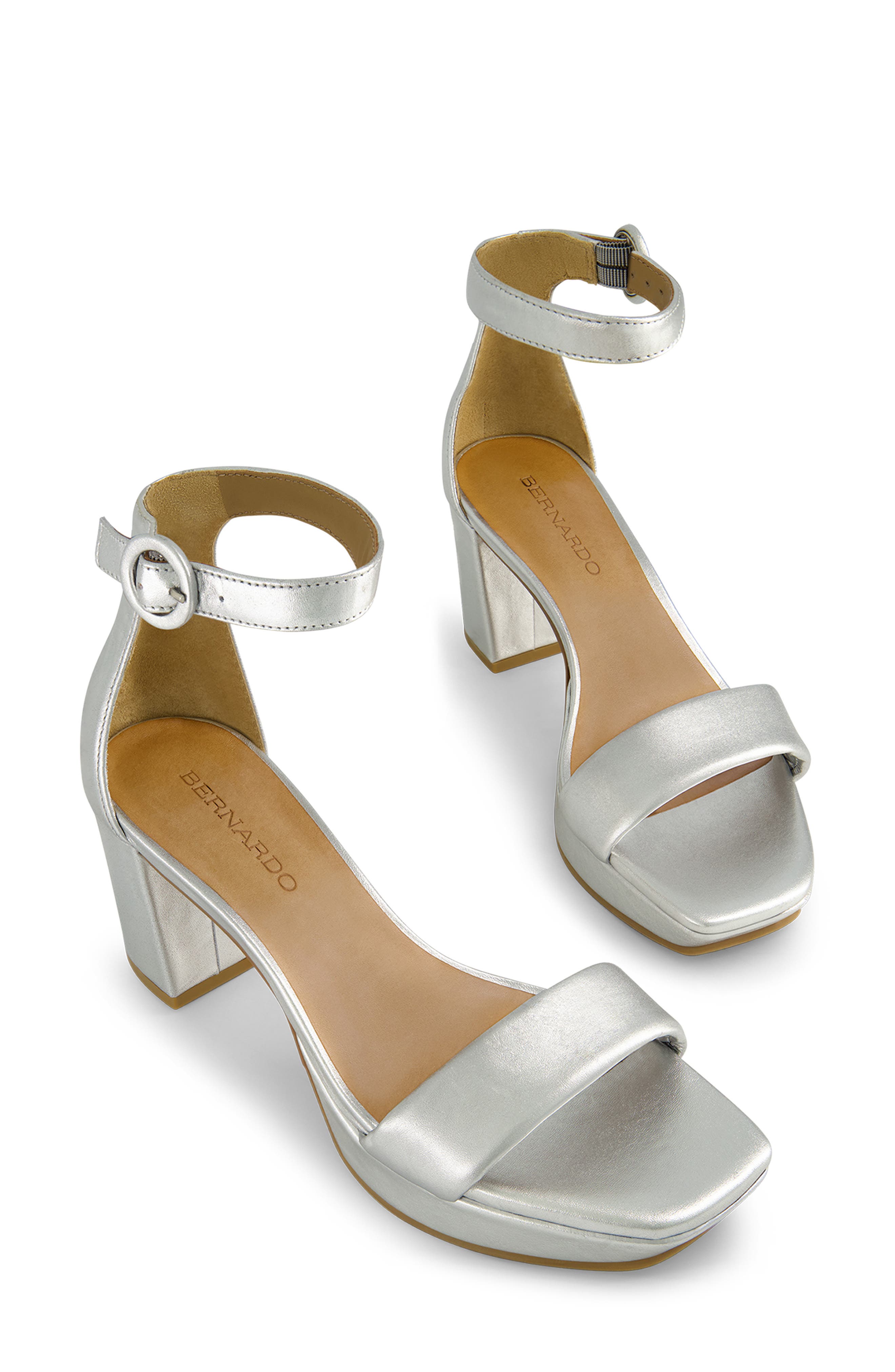 Carla Square Toed Ankle Strap Sandal, Alternate, color, SILVER ANTIQUE CALF