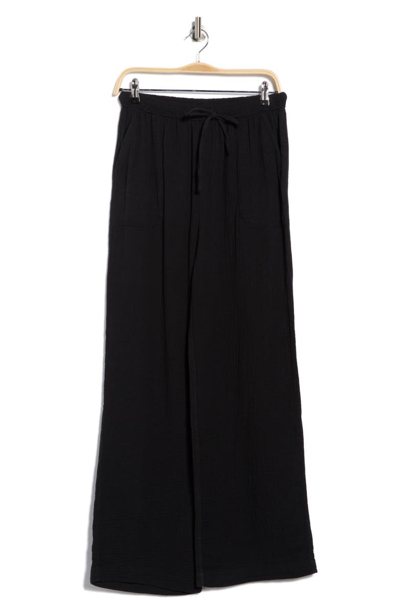 Splendid Cotton Gauze Pull-On Pants, Alternate, color, Black