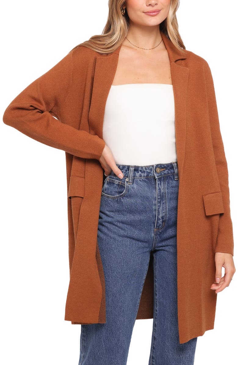 Petal & Pup Intarsia Chester Horses Longline Coatigan, Main, color, Brown