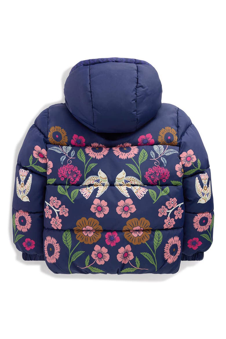 Kids' Padded Water Resistant Coat, Alternate, color, NAVY BIRD PLACEMENT PRINT