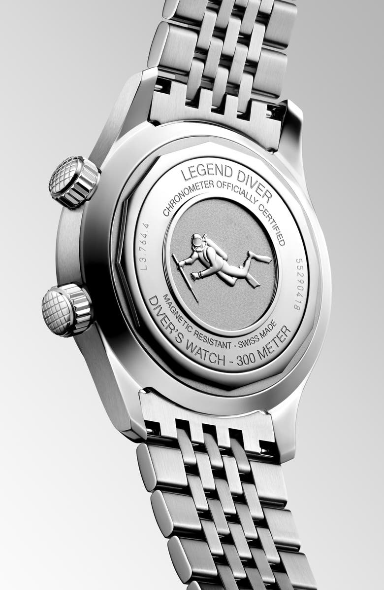 Longines Legend Diver Bracelet Watch, 39mm, Alternate, color, Green