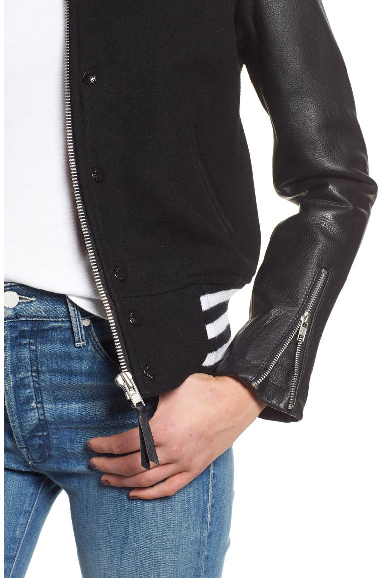Moto Varsity Jacket, Alternate, color, BLACK