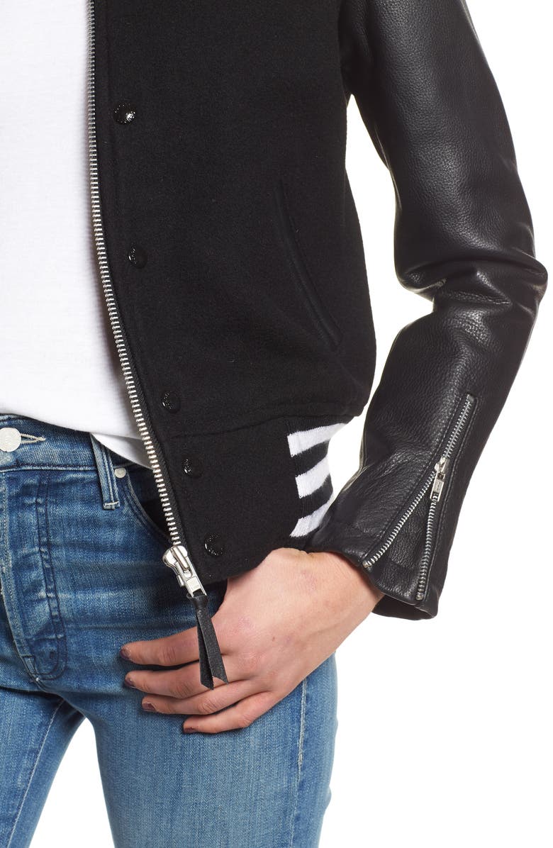 Schott NYC Moto Varsity Jacket, Alternate, color, 