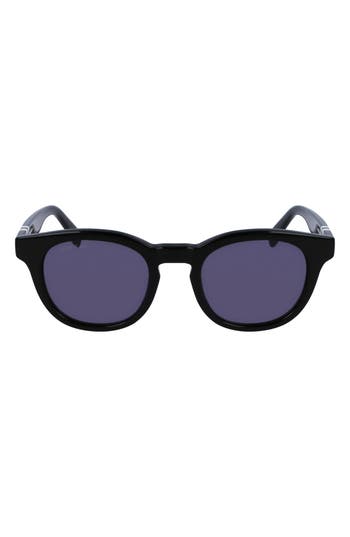 Lacoste Round-frame Sunglasses In Black