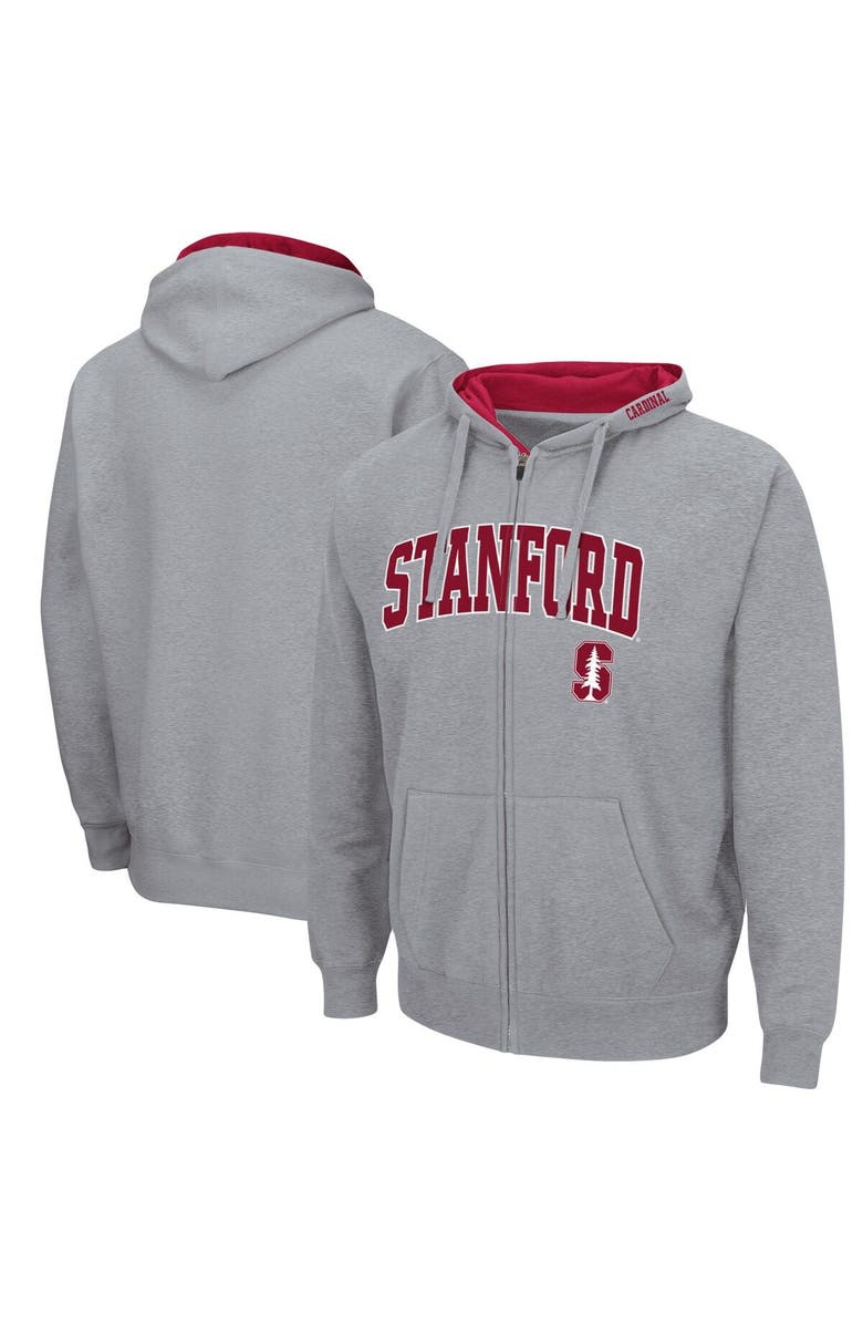 COLOSSEUM Men's Colosseum Heathered Gray Stanford Cardinal Arch & Logo 3.0 Full-Zip Hoodie, Main, color, Heather Gray