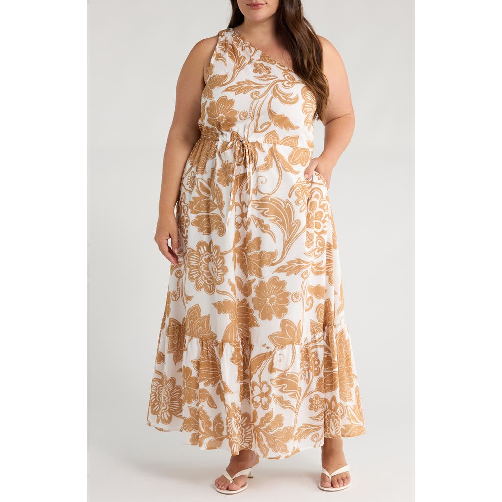 Sugarlips Elya Floral One-shoulder Cotton Maxi Dress In Multi