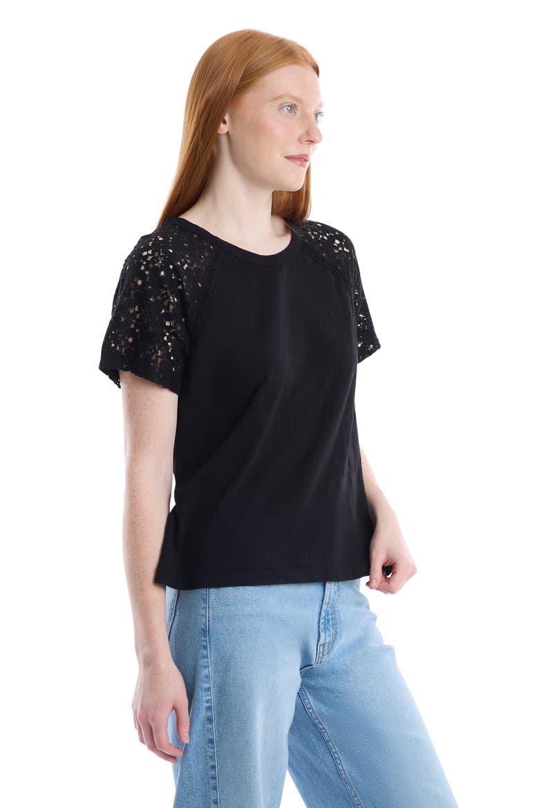 Lace Raglan Sleeve Tee, Alternate, color, Black