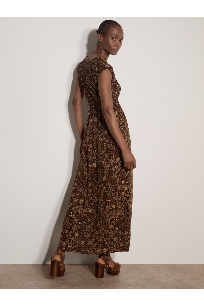 Batik Star Flower Maxi Dress, Alternate, color, Brown