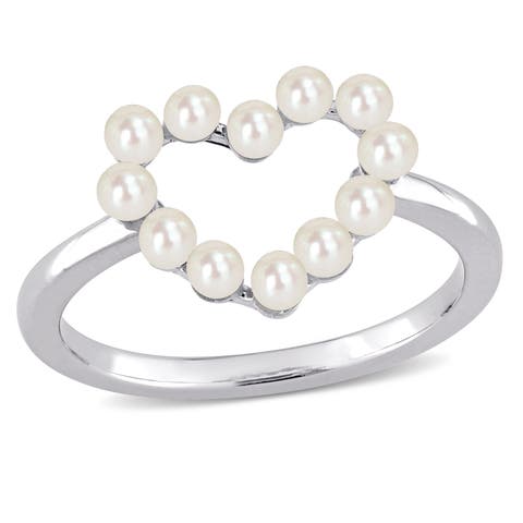 Cultured Freshwater Pearl Heart Ring 14k