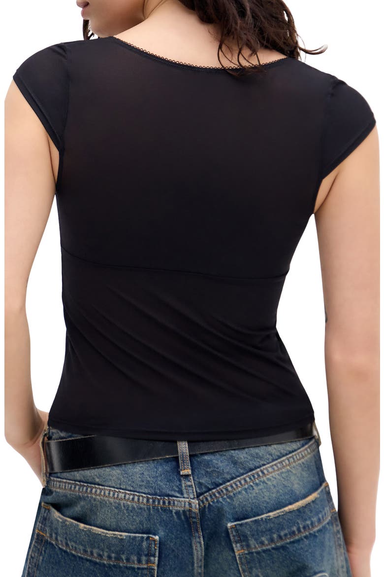 Je T'Aime Cap Sleeve Top, Alternate, color, BLACK