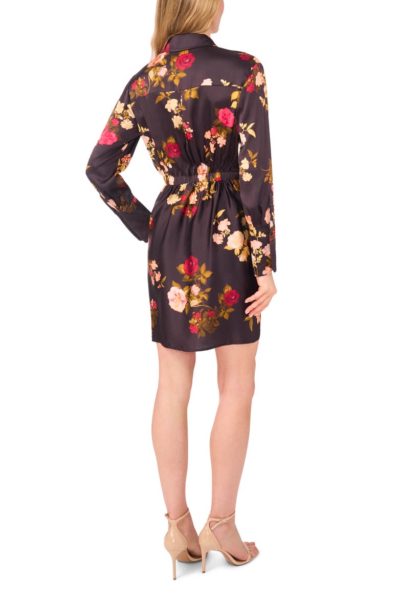Laurel Floral Long Sleeve Shirtdress, Alternate, color, RICH BLACK