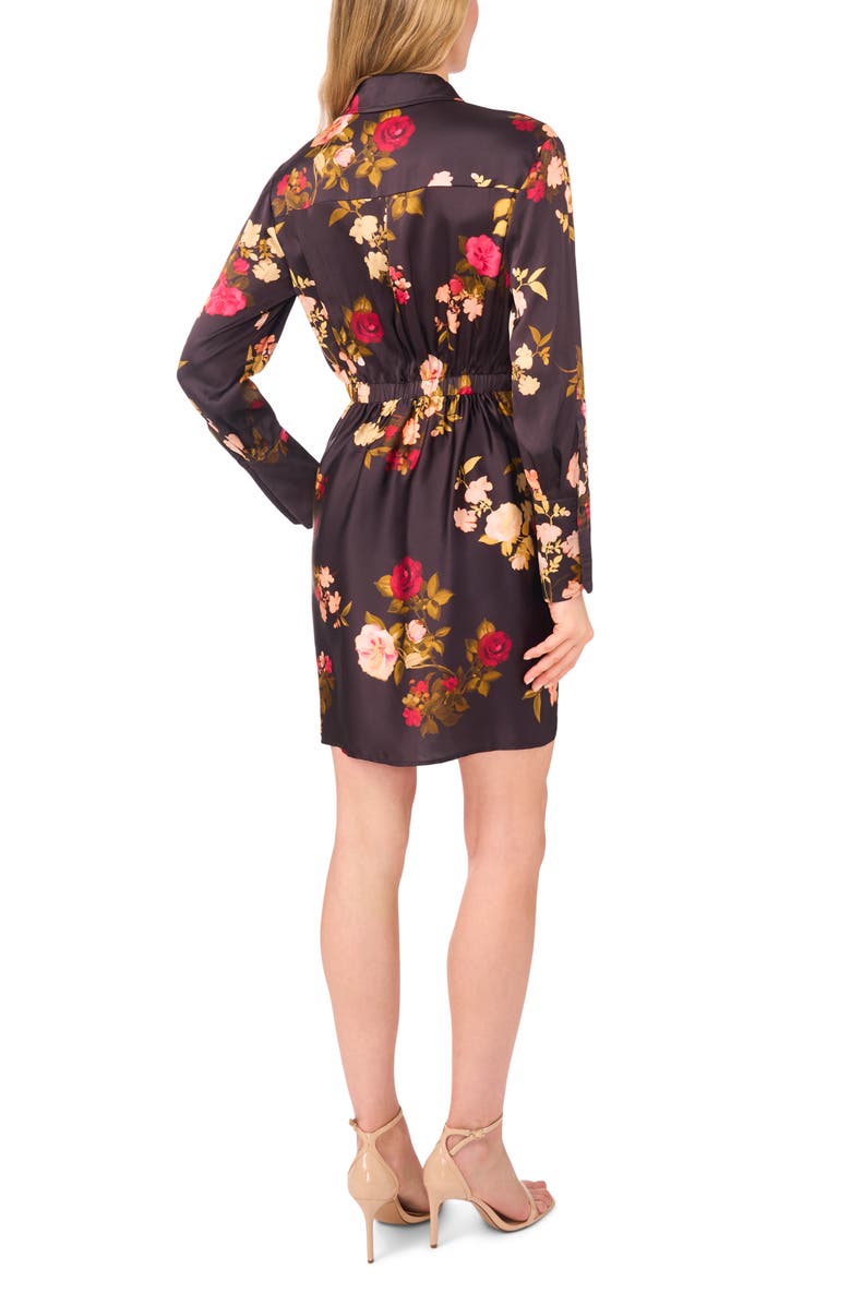 Ted Baker Laurel Floral Long Sleeve Shirtdress, Alternate, color, Rich Black