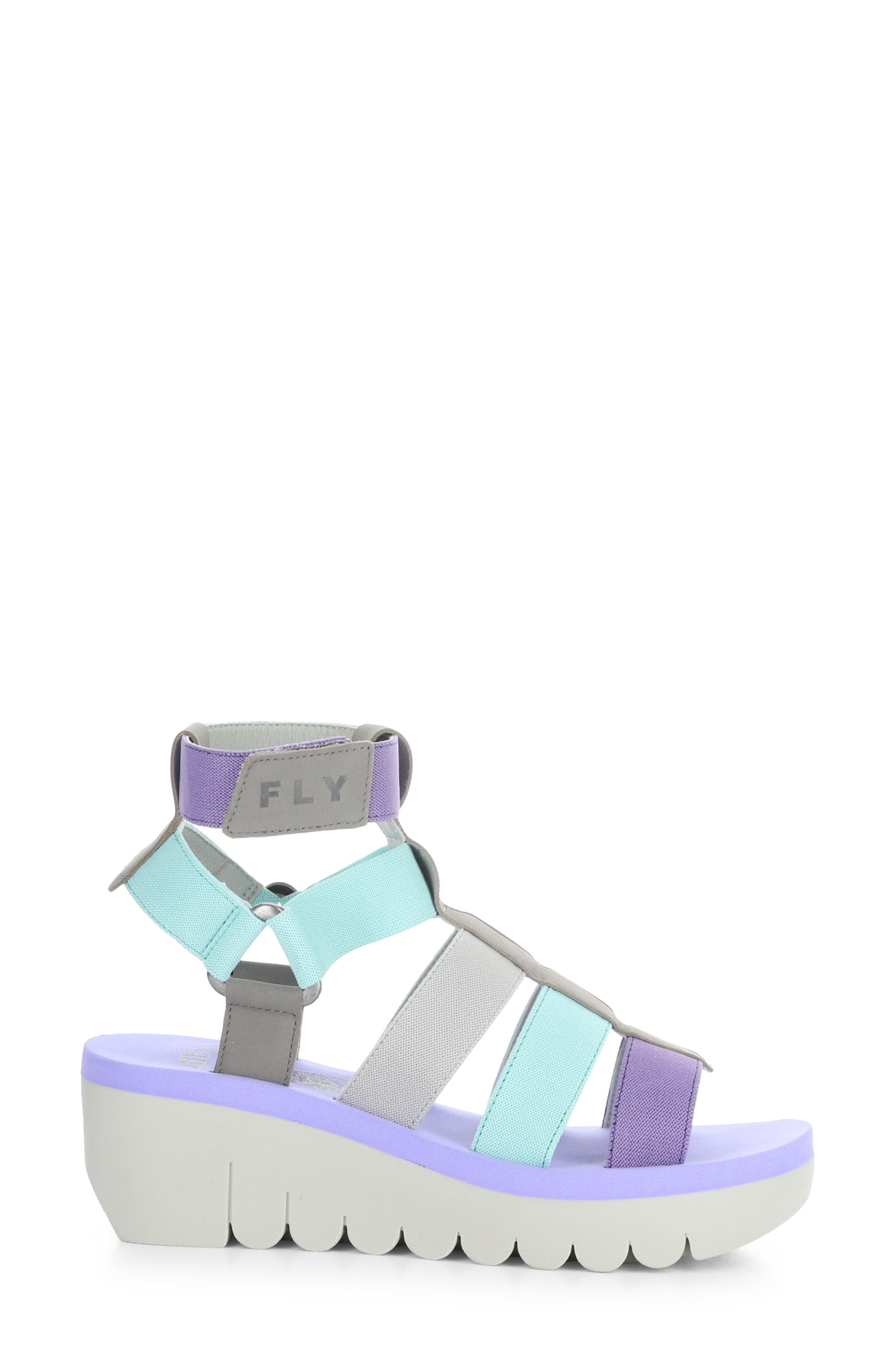 Fly London Yufi Platform Wedge Sandal, Alternate, color, 006 Grey/Multi Cupid