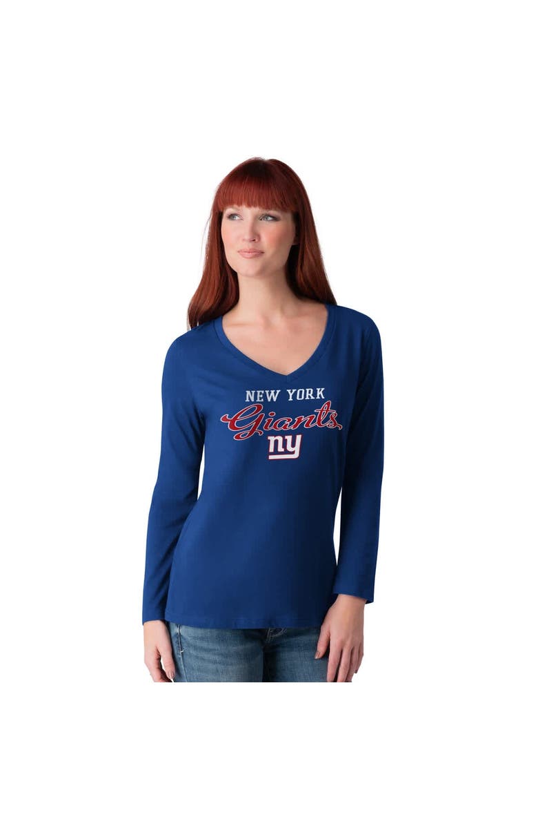 G-III 4HER BY CARL BANKS Women
s G-III 4Her by Carl Banks Royal New York Giants Post Season Long Sleeve V-Neck T-Shirt, Alternate, color, Royal
