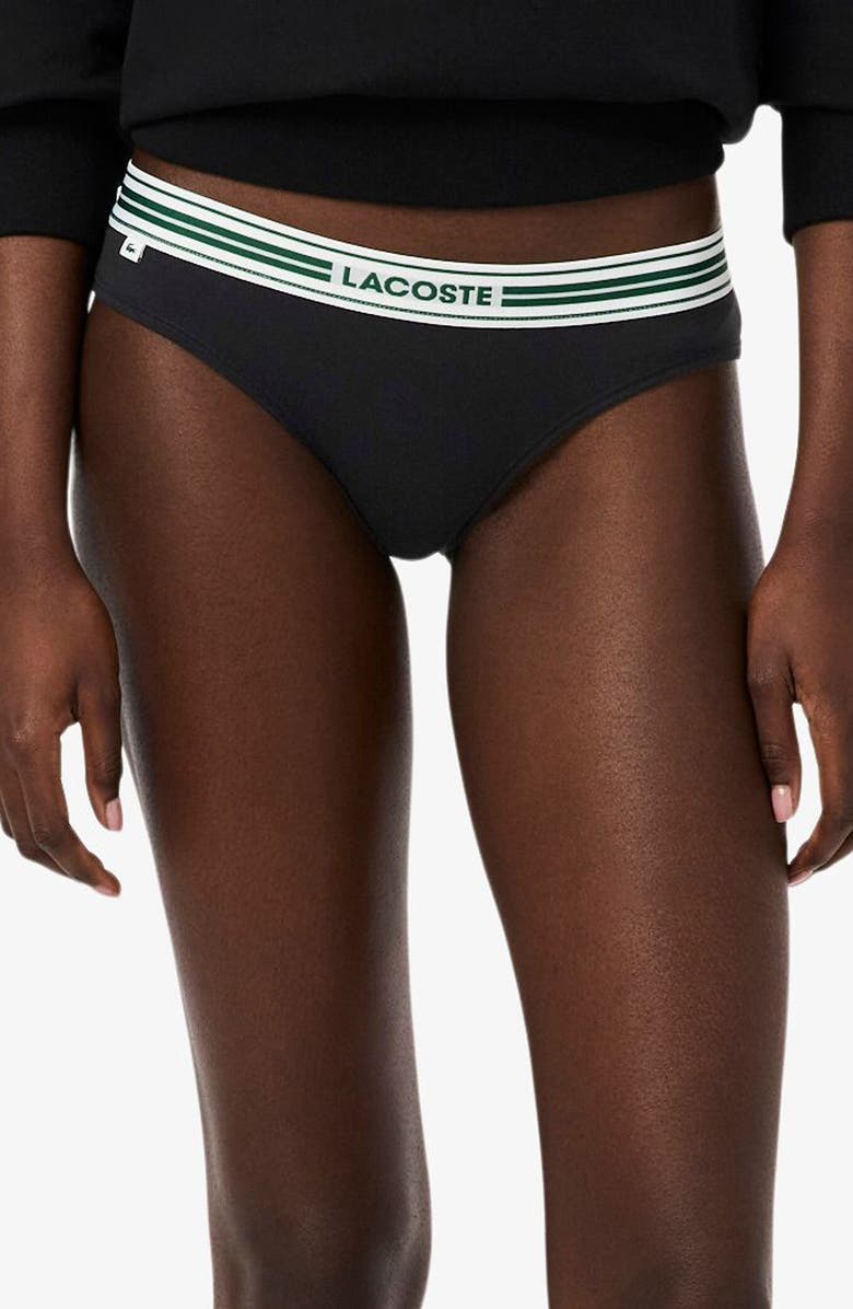 Lacoste Stretch Cotton Bikini Briefs, Main, color, Black