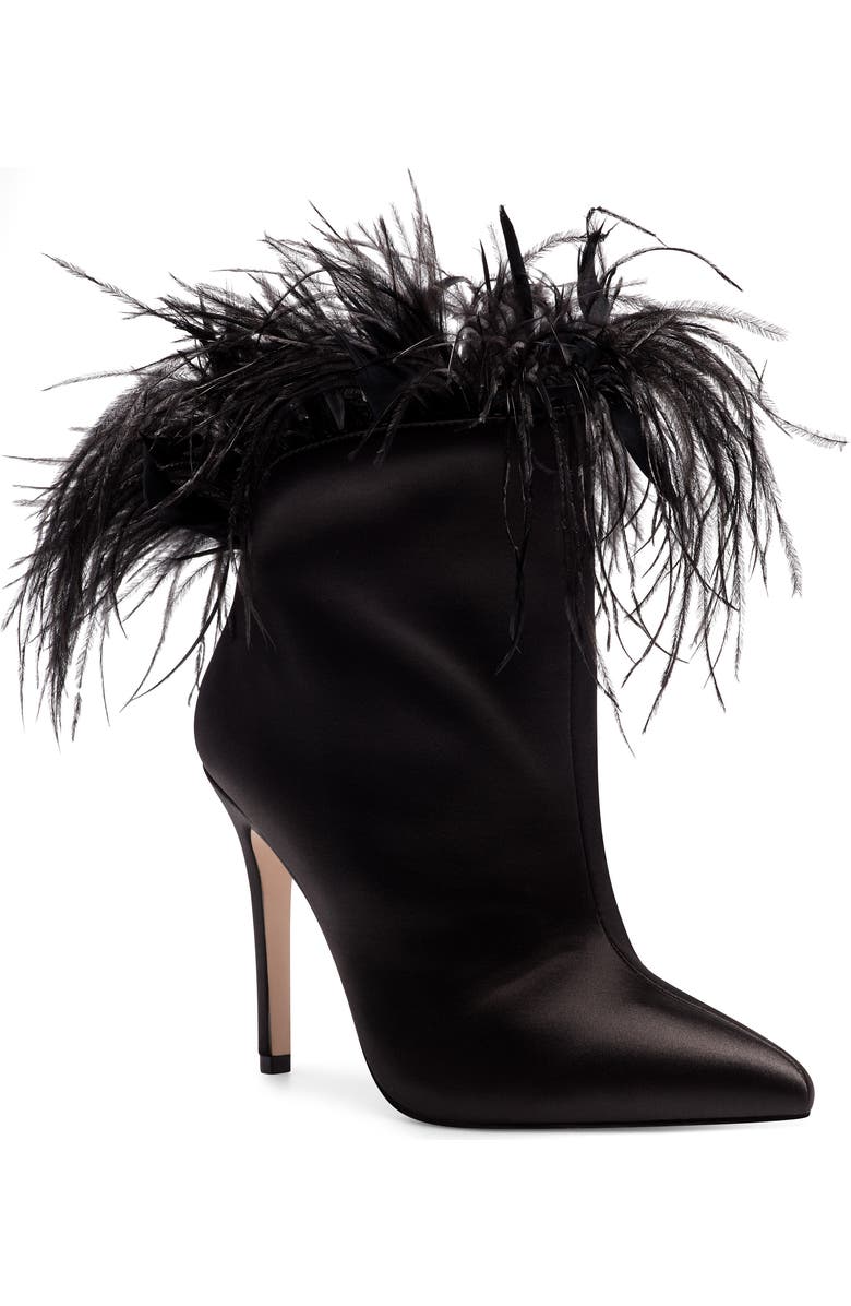 Jessica Simpson Prixey Feather Trim Pointed Toe Bootie, Main, color,