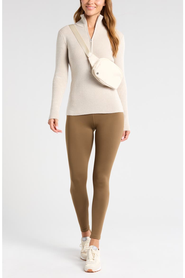 Après Ski Half Zip Rib Sweater, Alternate, color, IVORY EGRET