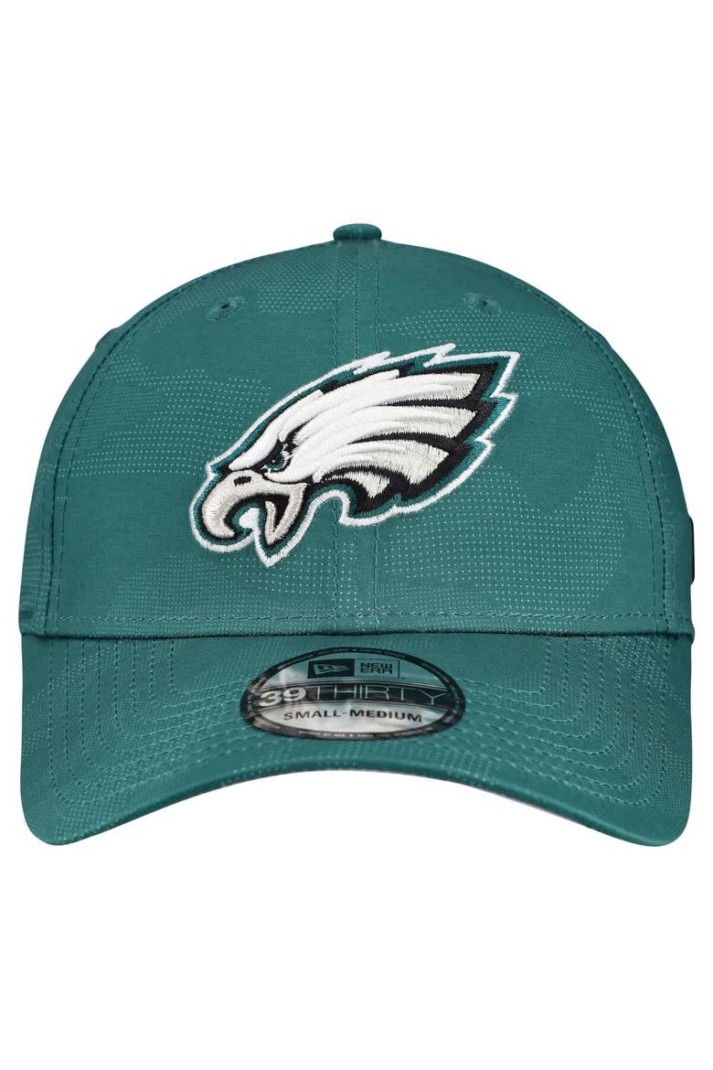 Men's New Era  Midnight Green Philadelphia Eagles Tonal Camo 39THIRTY Stretch Fit Hat, Alternate, color, Green