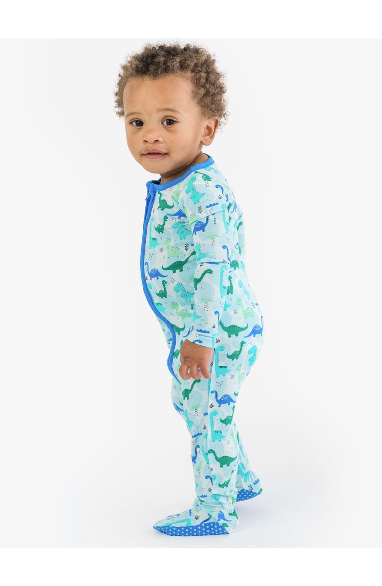 RuffleButts SoftSnooze Gender Inclusive One Piece Footie Pajamas, Alternate, color, Snuggle-Saurus