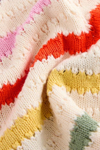 Kids' Rainbow Stripe Cotton Crewneck Sweater