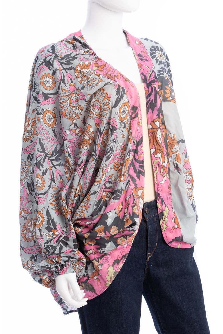 The Tropicana Paisley Balloon Sleeve Ruana, Alternate, color, PINK COMBO