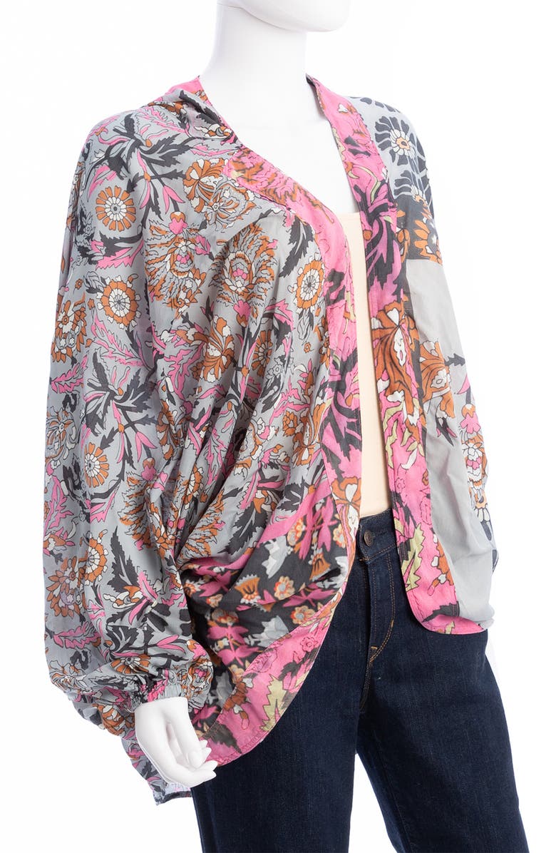 SAACHI The Tropicana Paisley Balloon Sleeve Ruana, Alternate, color, Pink Combo