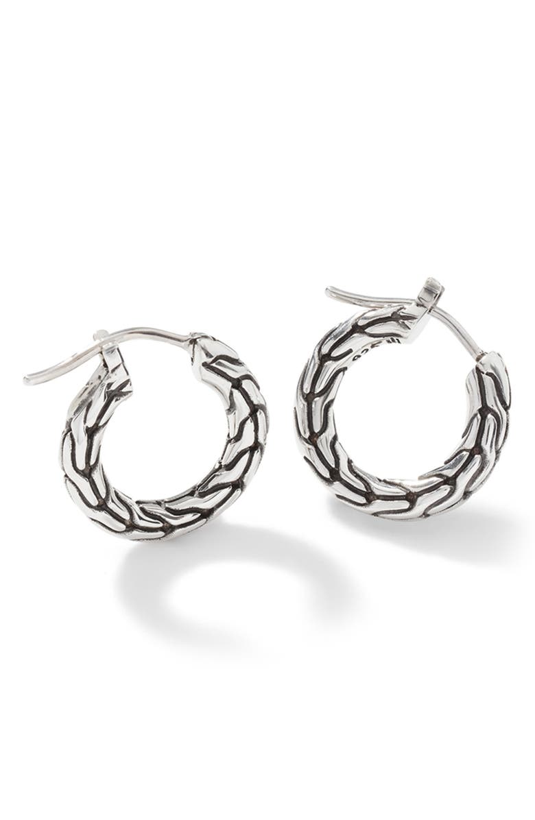 John Hardy Carved Chain Hoop Earrings, Silver, 16mm, Alternate, color, Silver