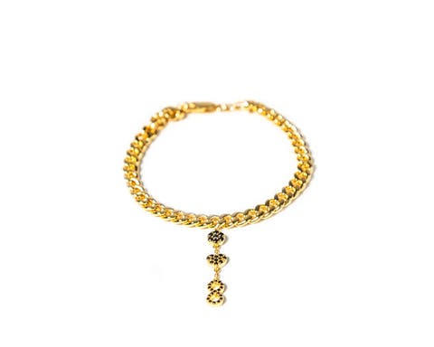 Cuban Link Anklet with black onyx