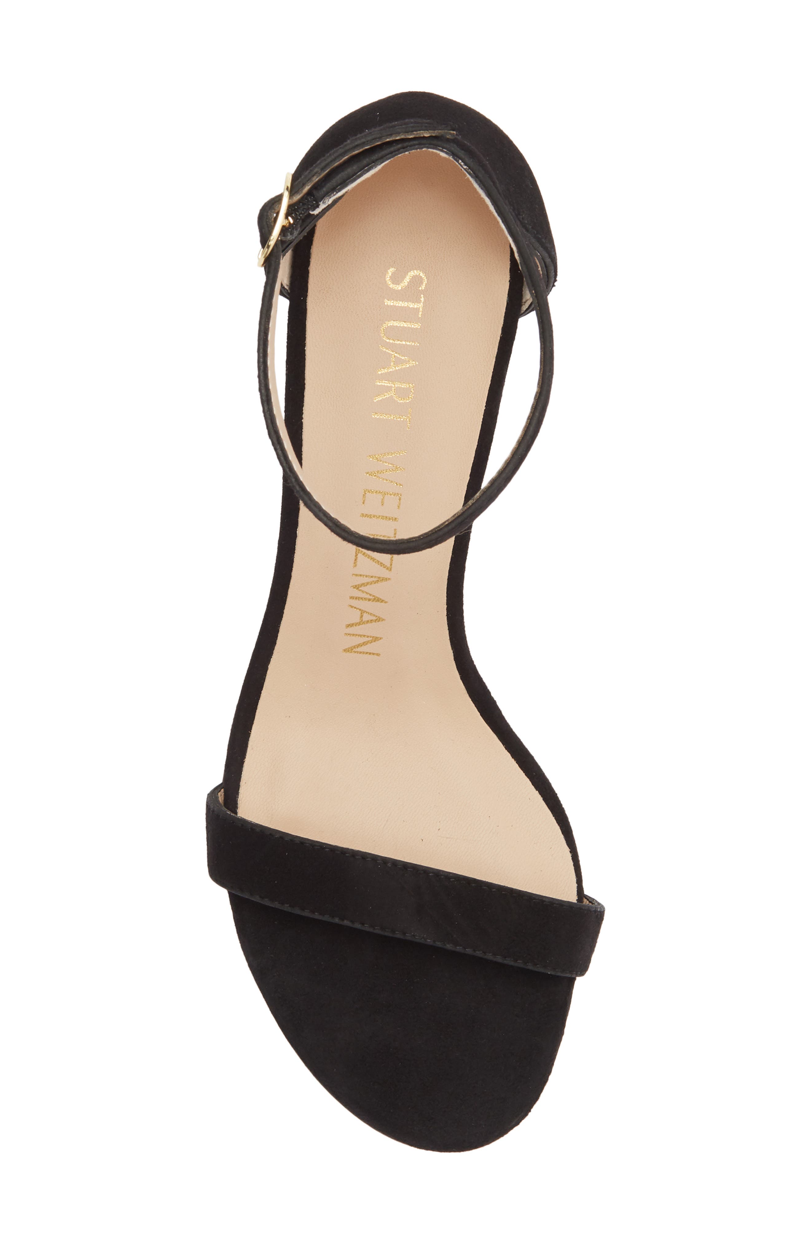 Stuart Weitzman NearlyNude Ankle Strap Sandal, Alternate, color, True Black