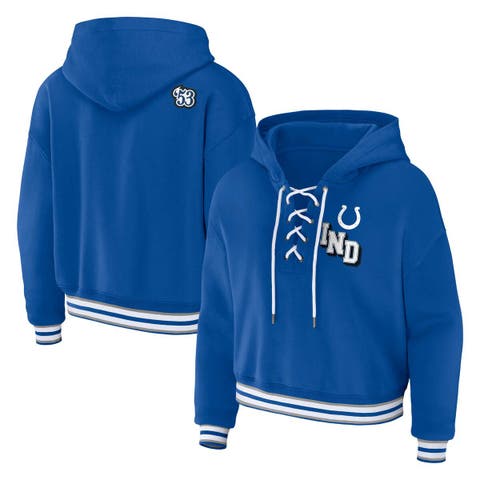 Women's WEAR by Erin Andrews Royal Indianapolis Colts Plus Size Lace-Up Pullover Hoodie