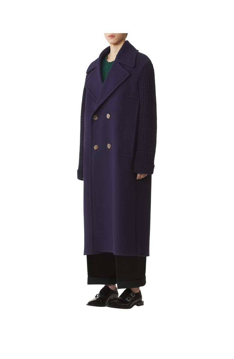 Lanvin Long  Bi-material Peacoat, Alternate, color, Montana