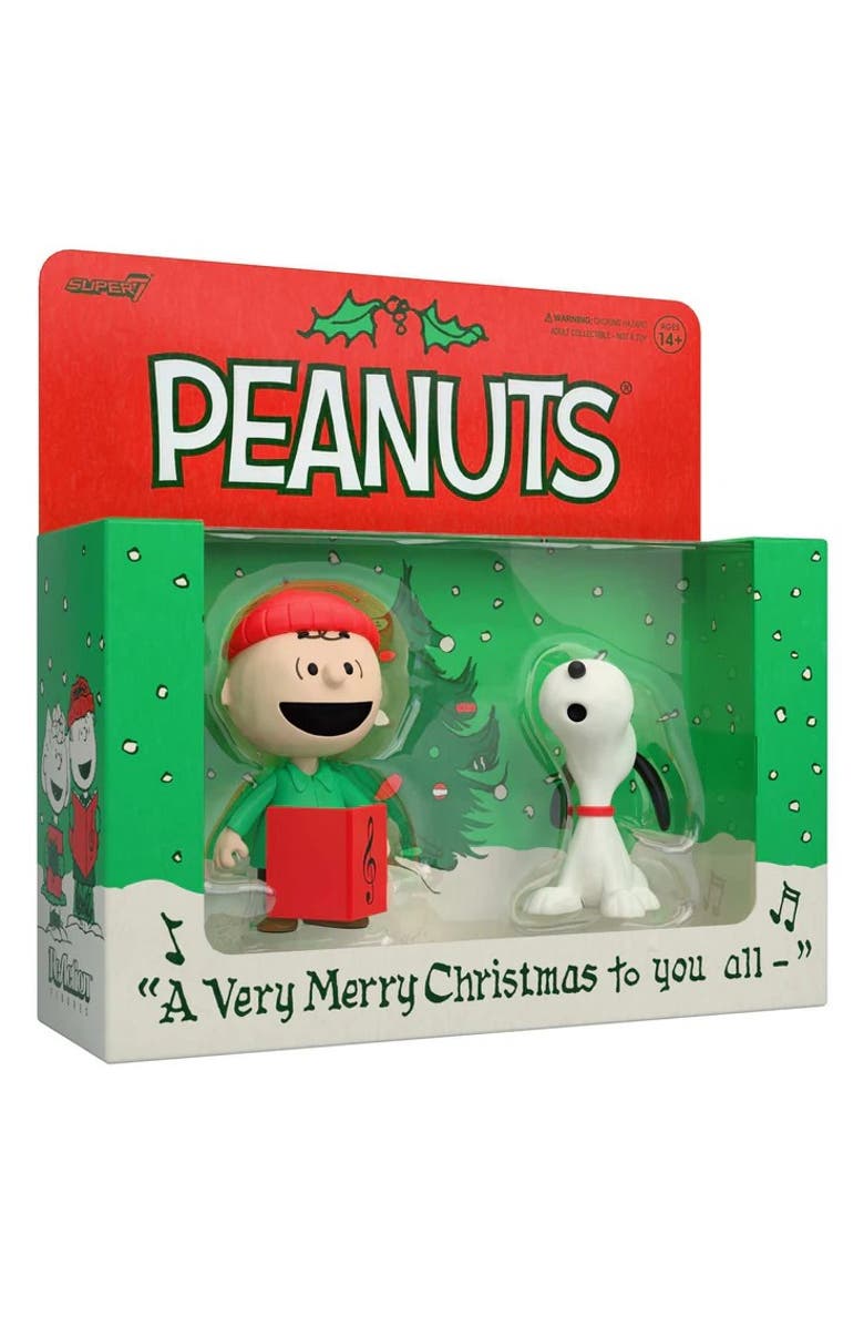 SUPER7 Charlie Brown & Snoopy Caroling (Peanuts) Super7 ReAction Figures, Main, color, Multi-Color