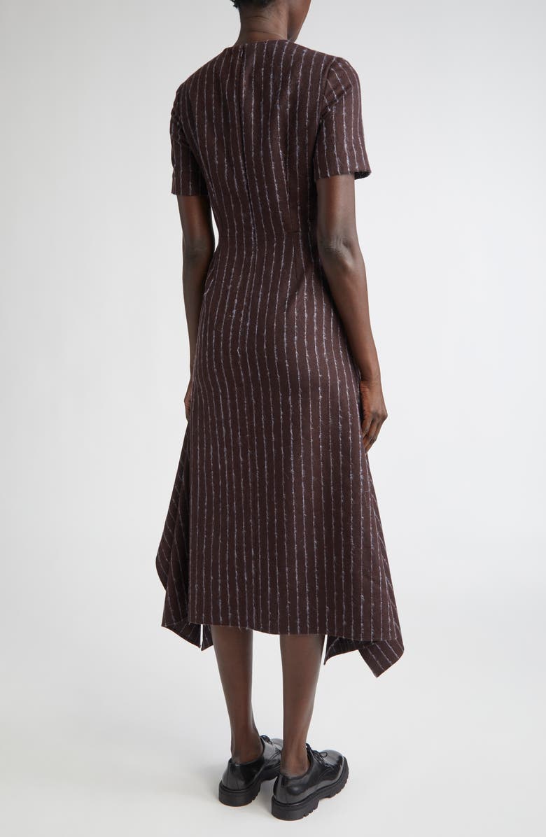 Erdem Pinstripe Short Sleeve Wool & Mohair Blend Midi Dress, Alternate, color, Dark Plum