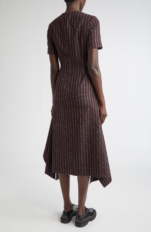 Erdem Pinstripe Short Sleeve Wool & Mohair Blend Midi Dress In Brown