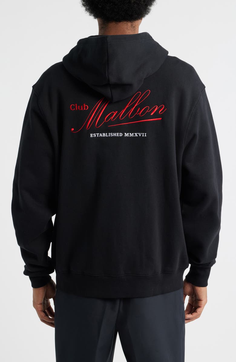 Malbon Golf Members Cotton Zip Hoodie, Alternate, color, Black