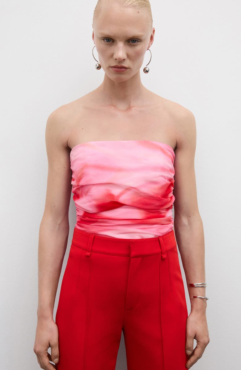 MANGO Decorative Seam Stretch Straight Leg Pants, Alternate, color, Red