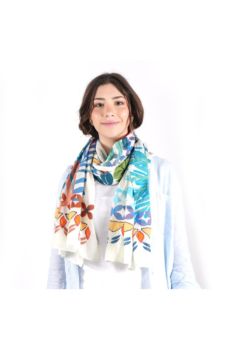 Vismaya Tropical Canopy Scarf, Alternate, color, Blue